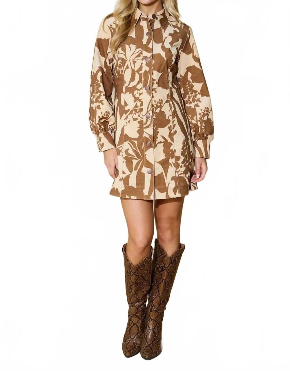 NEW ALDEN ADAIR harriet long sleeve dress in sienna shadow